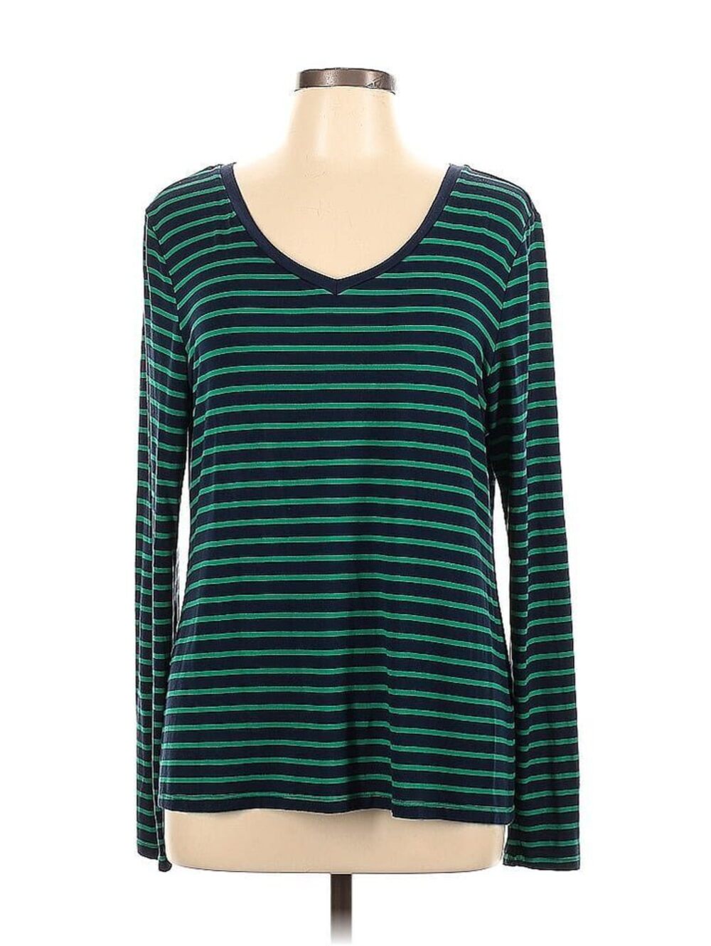 Cupio Large $69 Teal Navy Long Sleeve V-Neck Bow Tie Back Longline Viscose Top
